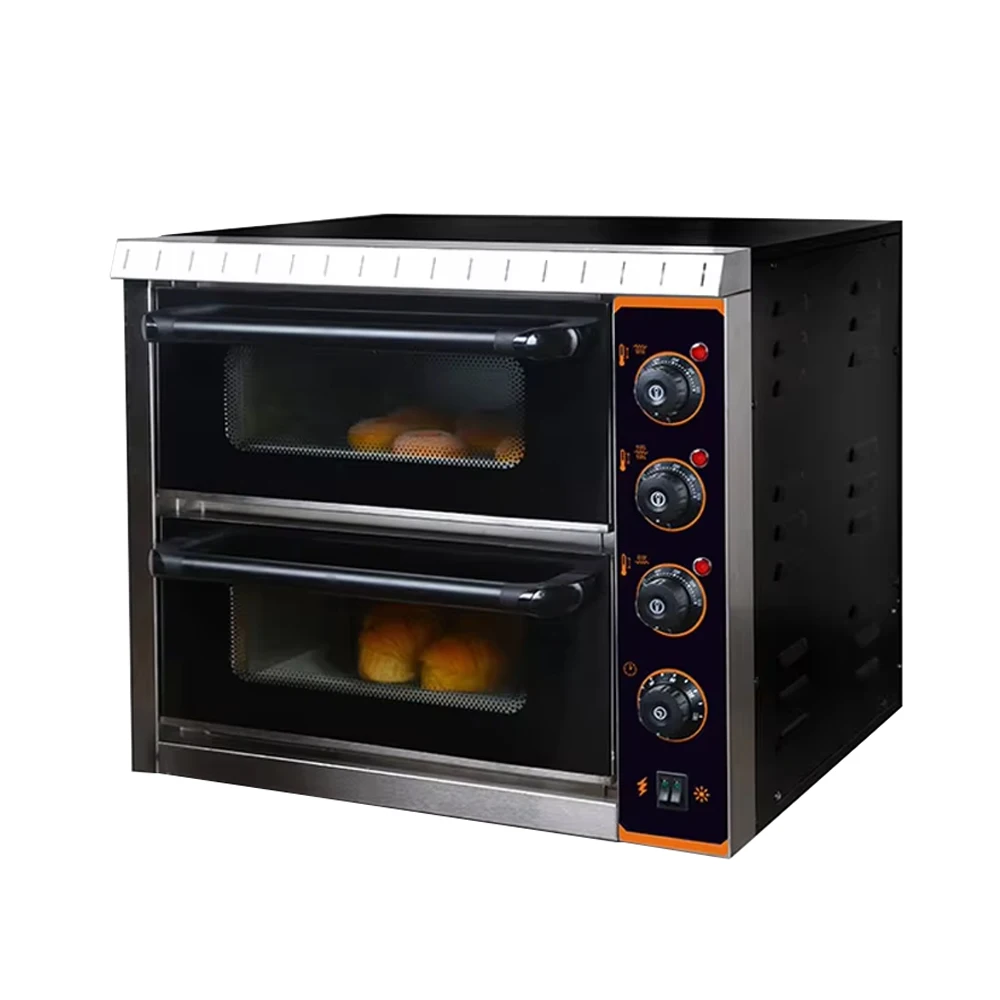 

Commercial Double Layers Bakery Oven 3000W Electric Convection Deck Baking Oven Bread Pizza Making Machine With Asbestos