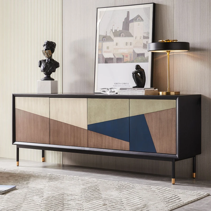 Italian light luxury TV cabinet modern simple solid wood TV cabinet