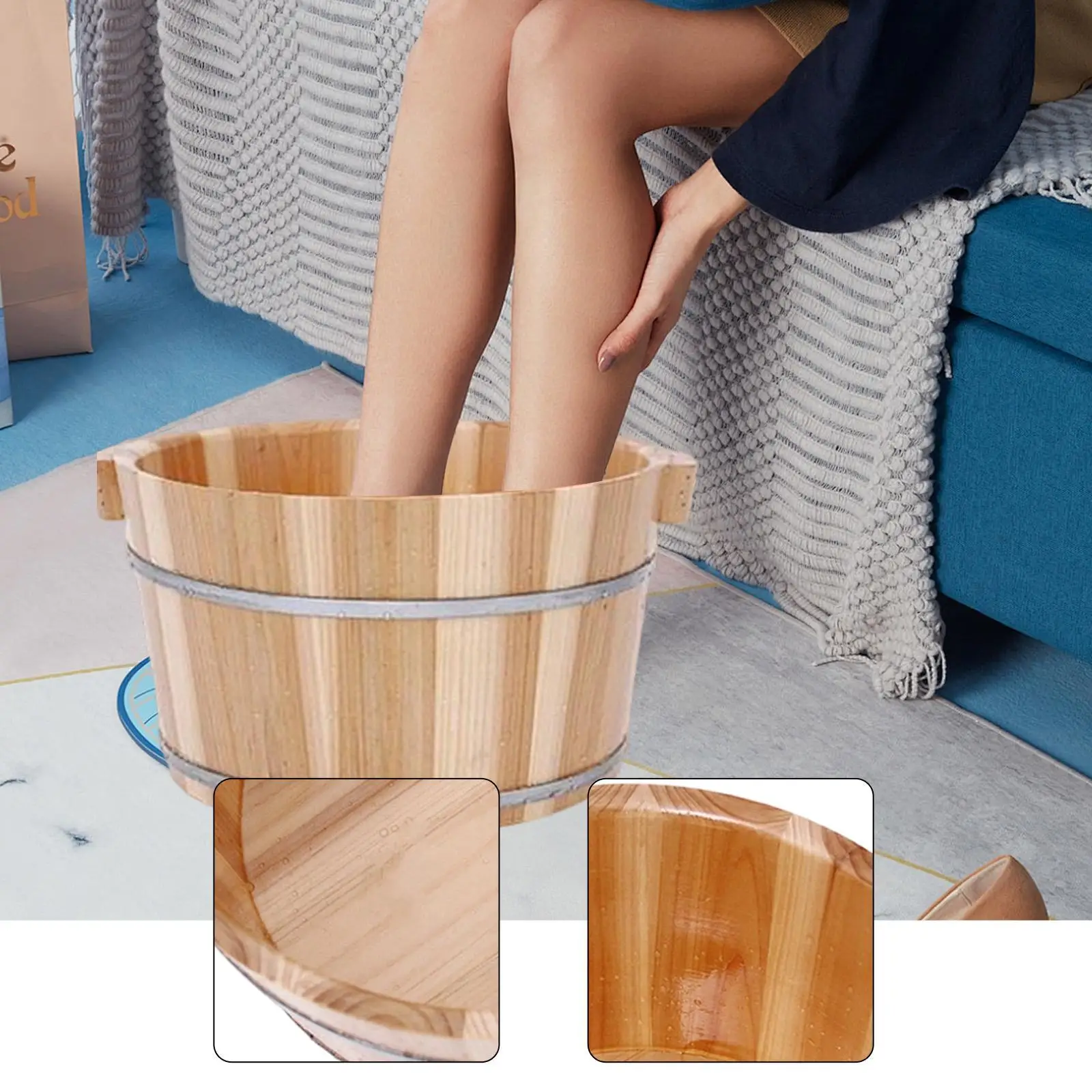 

Wood Foot Bath Basin Shatter Resistant Reusable Feet Soak Tub for SPA Home