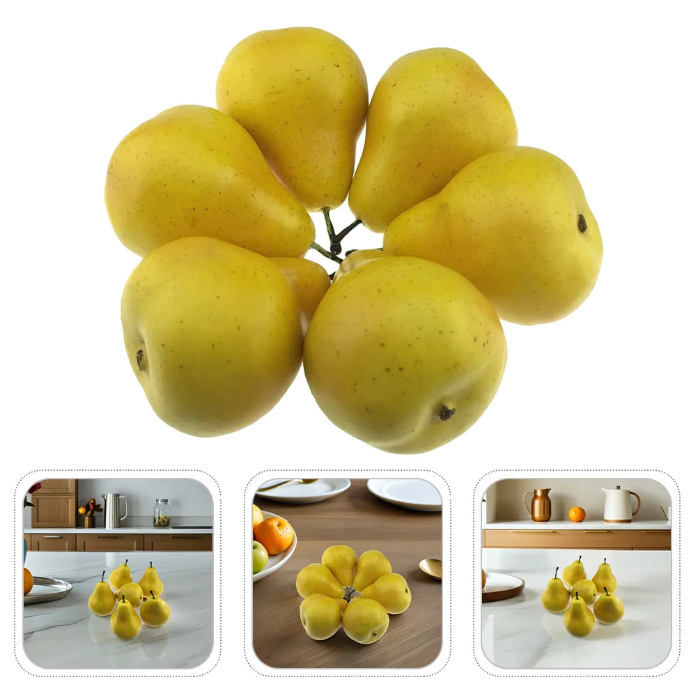 

9Pcs Realistic Artificial Pear Decor: Lifelike Plastic Pears for Dining Table Holiday Party Fruit Bowl Photography Prop
