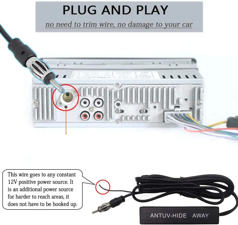 Universal Car Radio Antena Eletrônica, Amplificador, 12V, FM, am