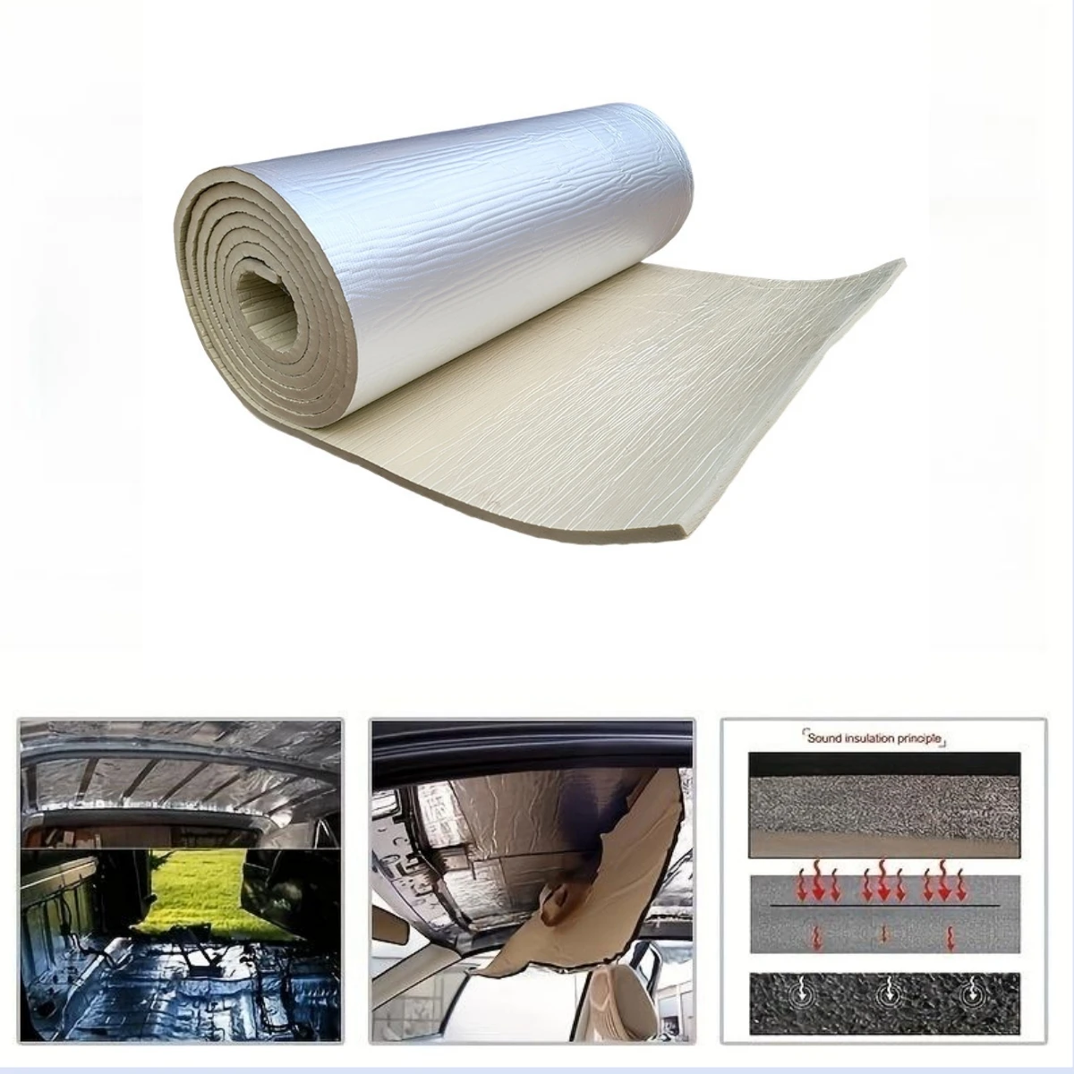 Weiße Schallschutz-Baumwolle für die Automobilindustrie, akustische Isolierpads, geräuschreduzierende Schalldämpfer-Baumwolle für Fahrzeuge, selbstklebendes Alaun