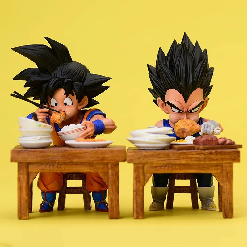 

Bandai Dragon Ball Z Vegeta Figure Son Goku eating 8cm Pvc Action Figures Collection Model Toys For Children Christmas Gifts