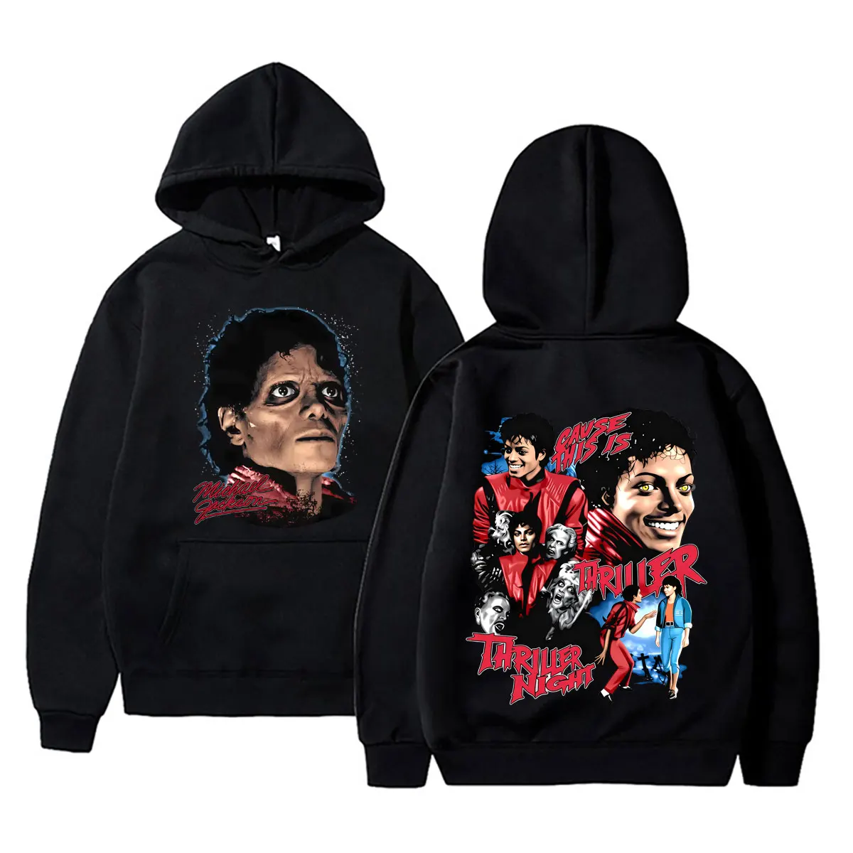 

Classic Retro Michael Jackson Thriller Graphic Hoodie Men Women Vintage Gothic Rock Pullover Male Hip Hop Punk Oversized Hoodies