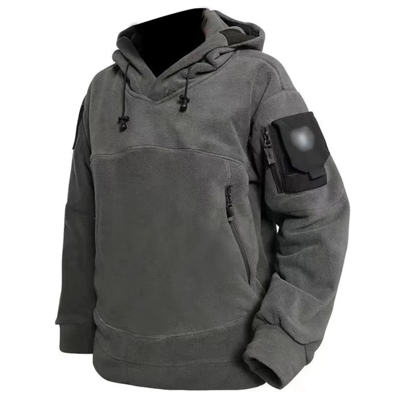 Men's High Quality Outdoor Fleece Pull-Over Hoodie Men's Cotton Breathable Winter Warm Training Hoodie Men's Army Combat Clothes