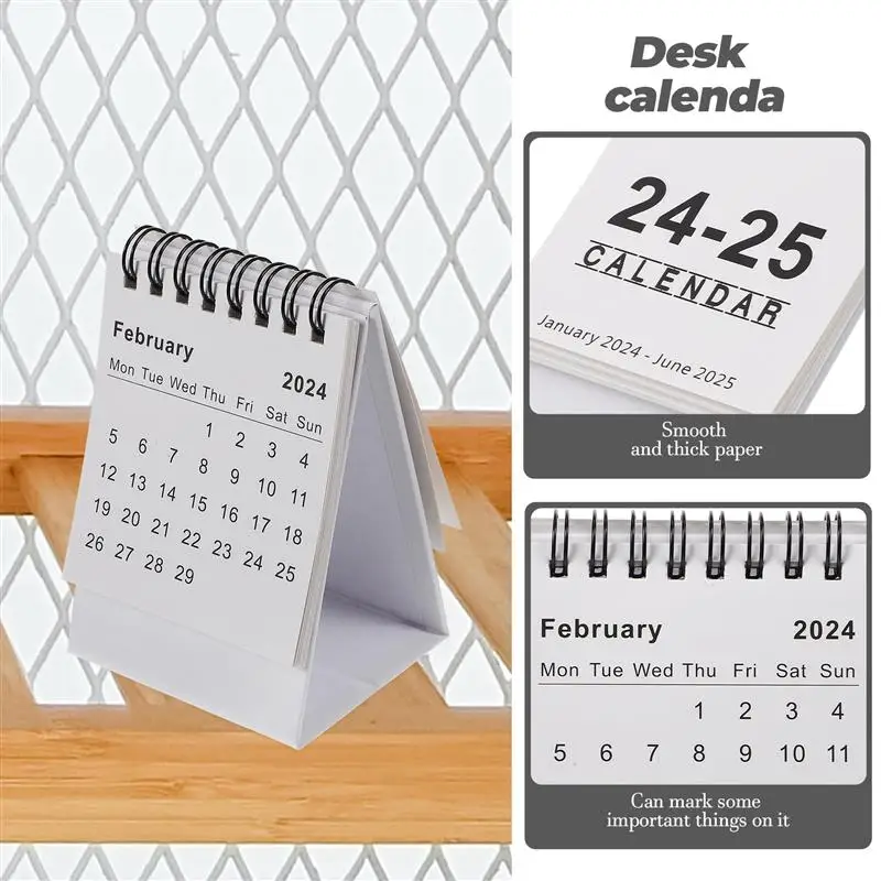 Tabela Calendário para Home Decor, Tabletop Calendar, Creative, 2024, 2025