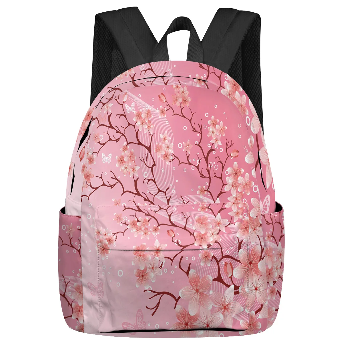 

Cherry Blossom Butterfly Pink Student School Bags Laptop Custom Backpack For Men Women Female Travel Mochila