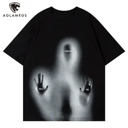 Men Y2K Oversize T Shirts Punk Gothic Unreal Figure SOS Graphic T Shirt Hip Hop Streetwear Harajuku Loose Casual Tees Top