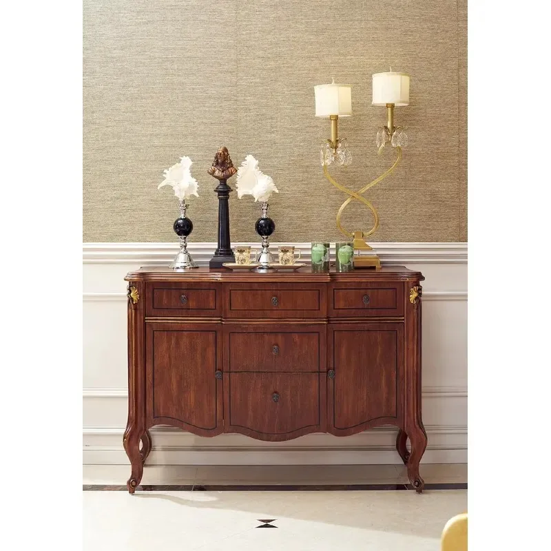 American solid wood multi-functional decorative storage cabinet household corridor multi-layer locker villa