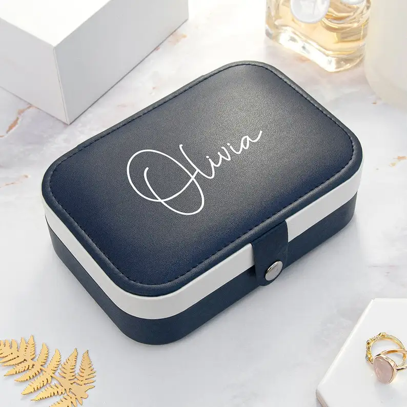 Personalized Bridesmaid Proposal Gift, PU Leather Jewelry Box, Bride Gift Box, Wedding Day Bridal Shower Travel Jewelry Case