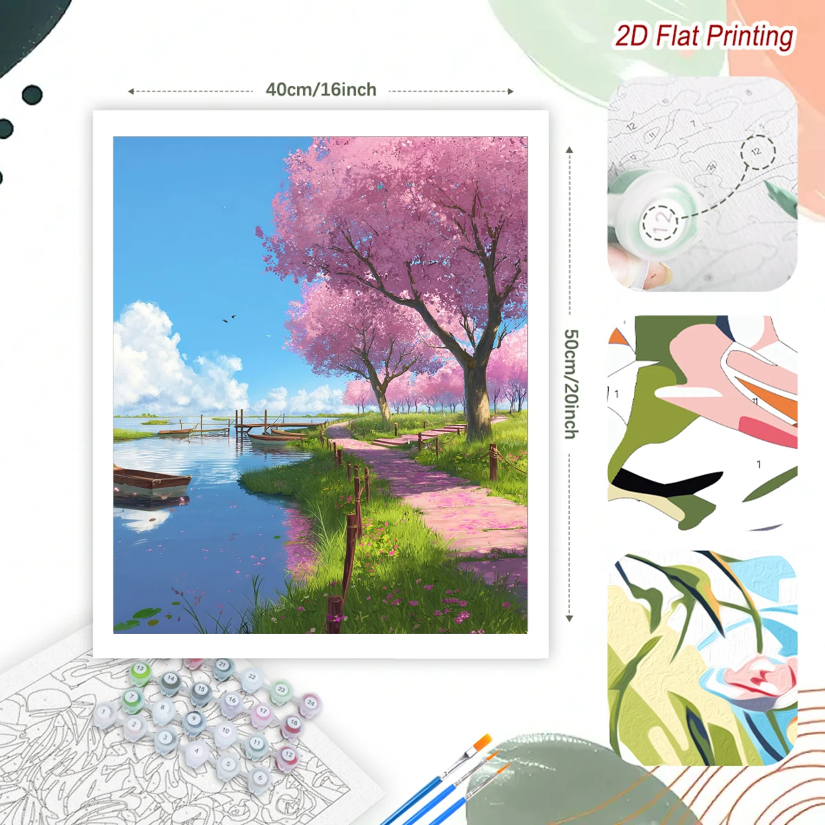 RUOPOTY Painting By Numbers Gift Spring Peach Blossoms Pictures By Numbers Flower Easy Acrylic on Canvas Handpainted Decorative