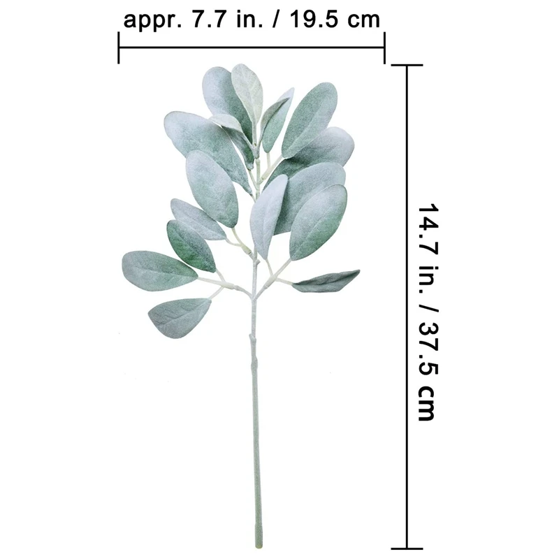 8Pcs Artificial Flocked Lambs Ear Leaves Stems Faux Lamb's Ear Branches Picks Greenery Sprays for Vase Bouquet Wreath-A13G