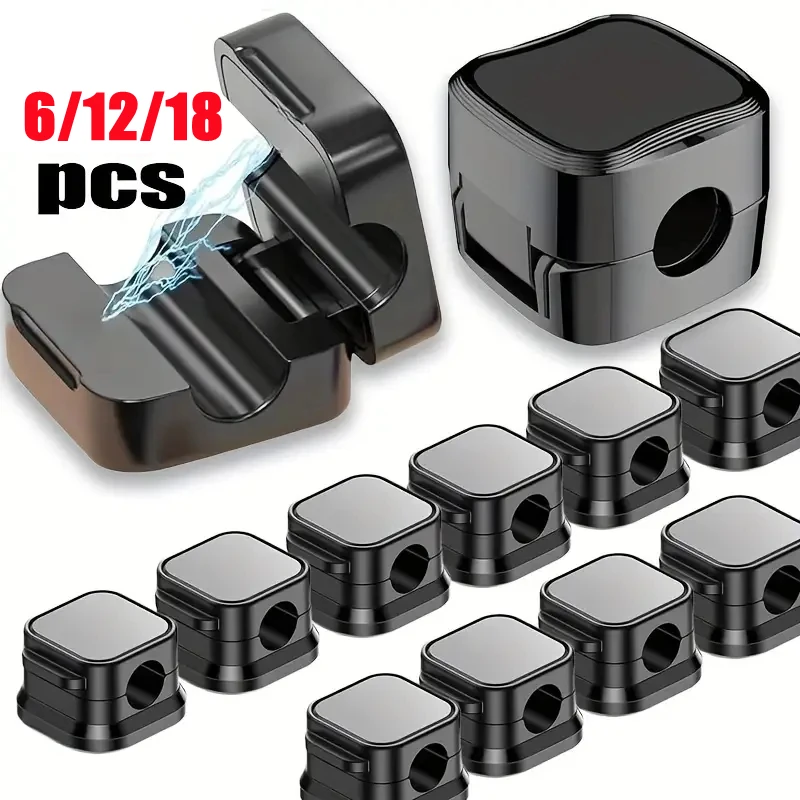 6/12/18 PCS Magnetic Cable Organiser Clips Cable Management Wire Manager Cord Holder Charging Cable Winder Wall Mounted Hook