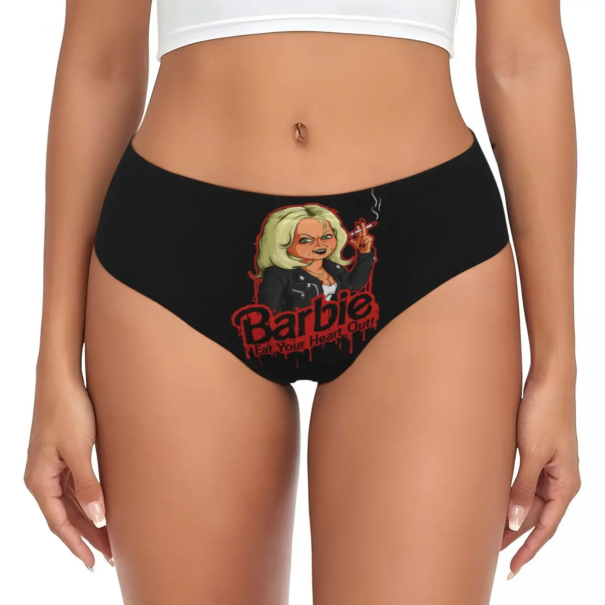 Custom Halloween Eat Your Heart Out Brief Panties Women Breathable Child's Play Horror Underwear