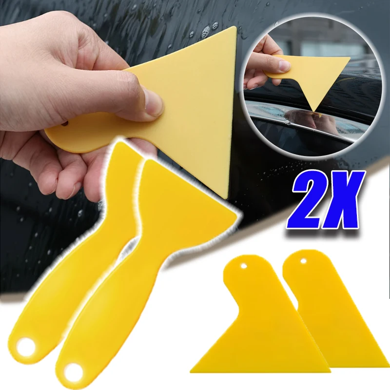 

2PCS Auto Glass Finishing Tools Yellow Multifunctional Plastic Squeegee Seamstress Tools Yellow Shovel Hard Squeegee Auto Parts