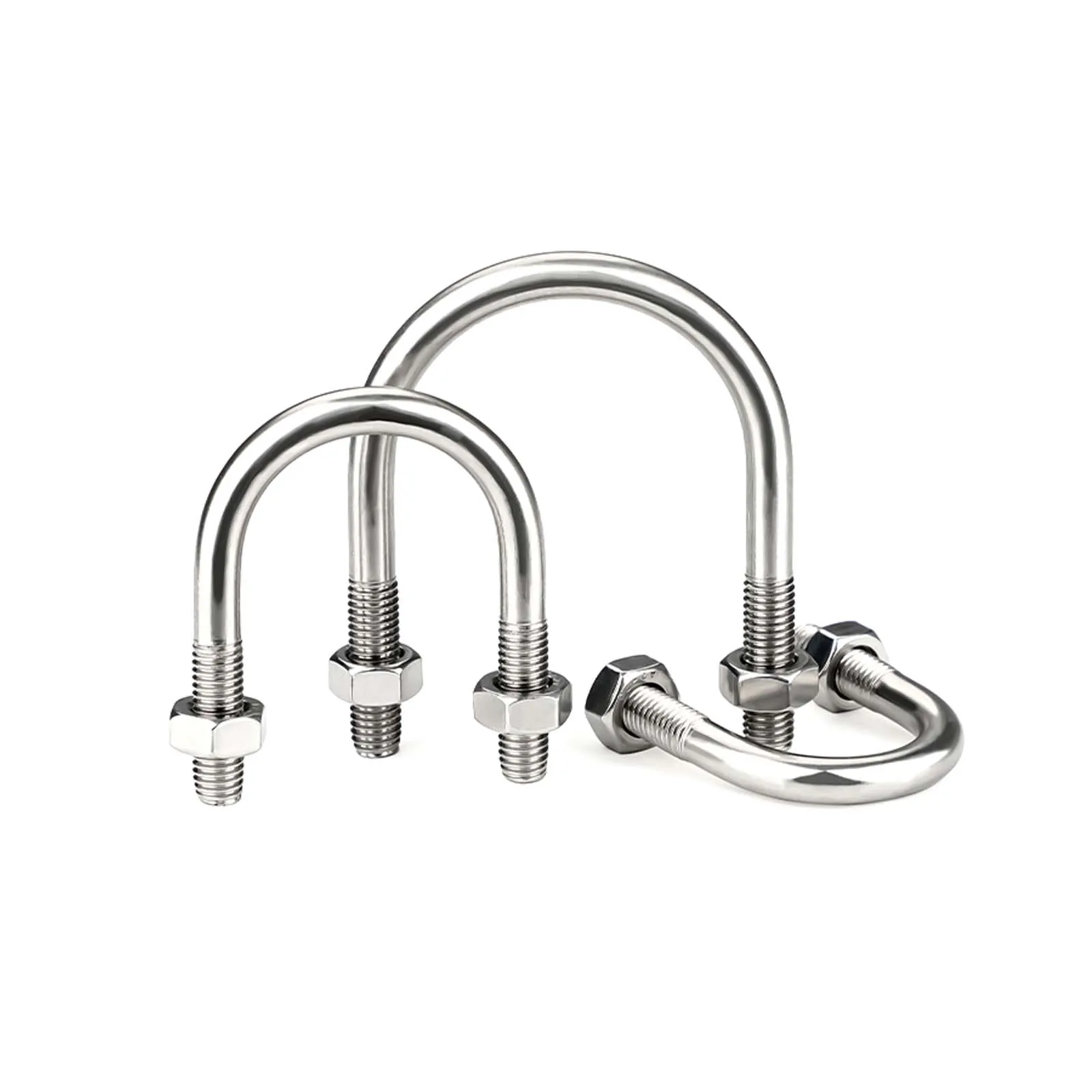 1/2pc 304 Stainless Steel U-Type Bolts with Nuts Hoop Horse M6 M8 M10 M12 U-Shaped Screws for Construction Installation Fastener