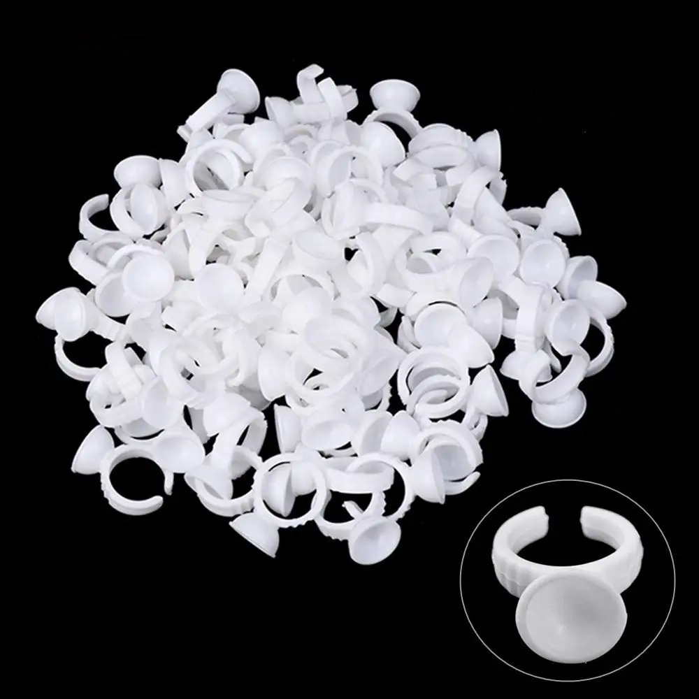 100Pcs Disposable White Ring Tattoo Ink Cups Permanent Makeup Coloring Pigment Cup Container Tattoo Accessory for Tattoo Artists