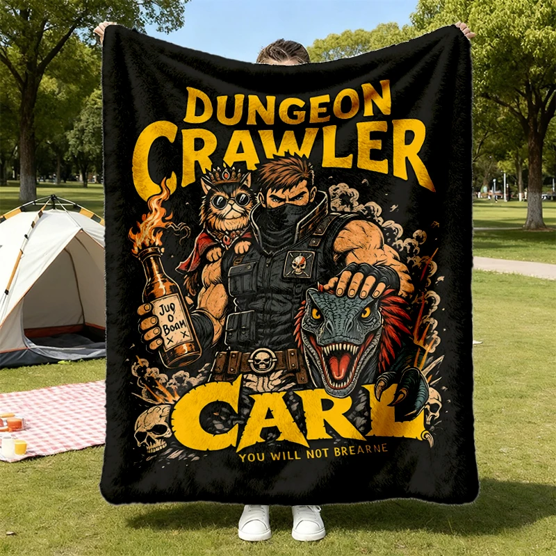 Dungeon Crawler Carl Flannel Blanket, Carl and Princess Donut Throw, DCC LitRPG Gift