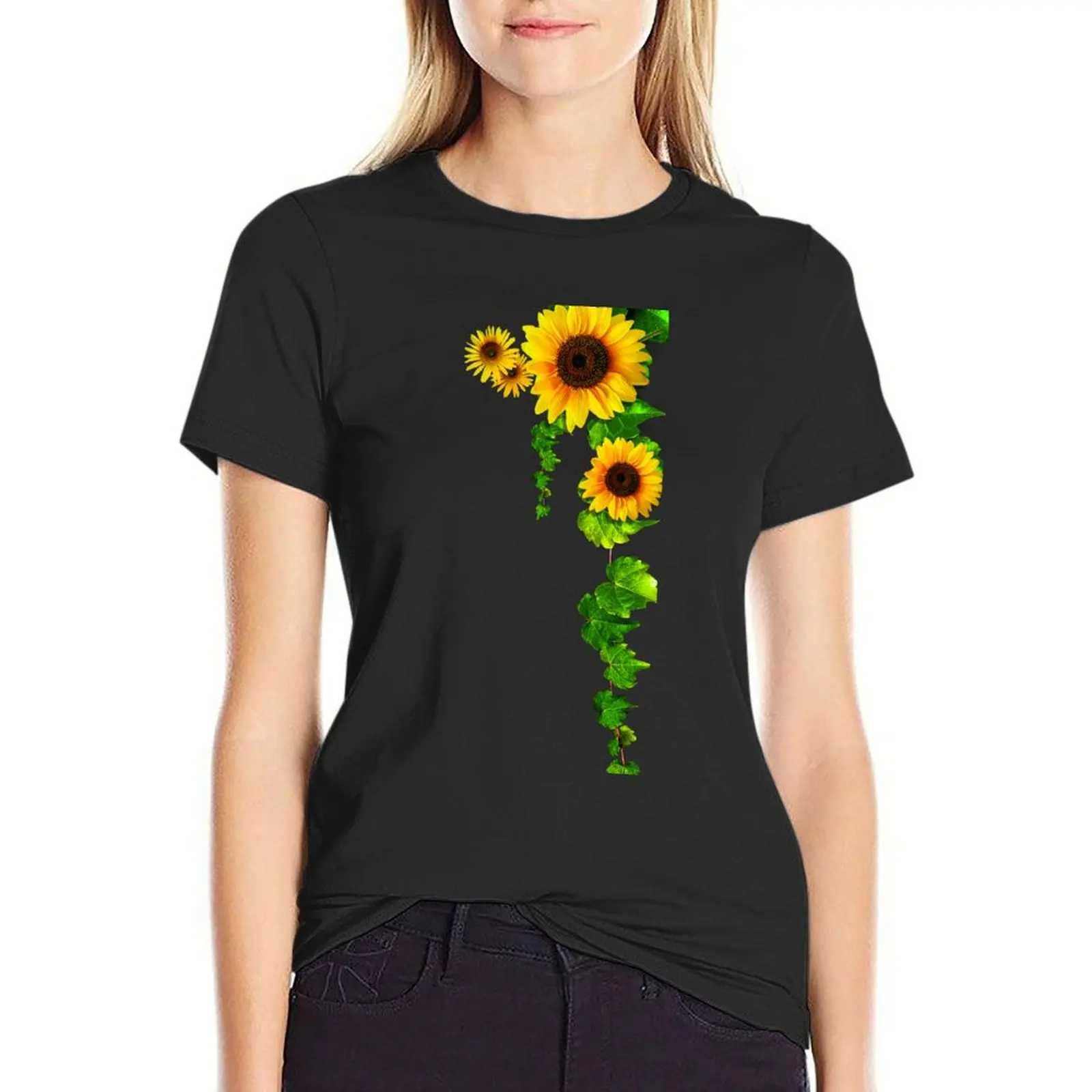 

sunflower T-Shirt Blouse customs design your own vintage clothes animal print shirt for girls t-shirts for Women loose fit
