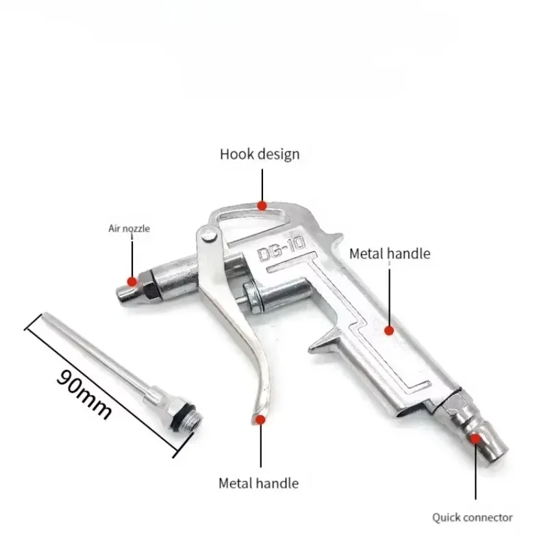HEBAI NPN-989 DG-10 With EU/C-TYPE Fittings Pneumatic Air Nozzle Dust Blowing Gun Aluminum Alloy Air Dust Cleaning Gun
