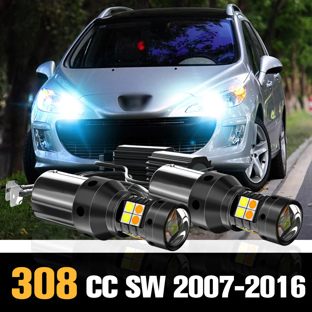 

2pcs Canbus LED Dual Mode Turn Signal+Daytime Running Light DRL Accessories For Peugeot 308 CC SW 2007-2016 2010 2011 2012 2013