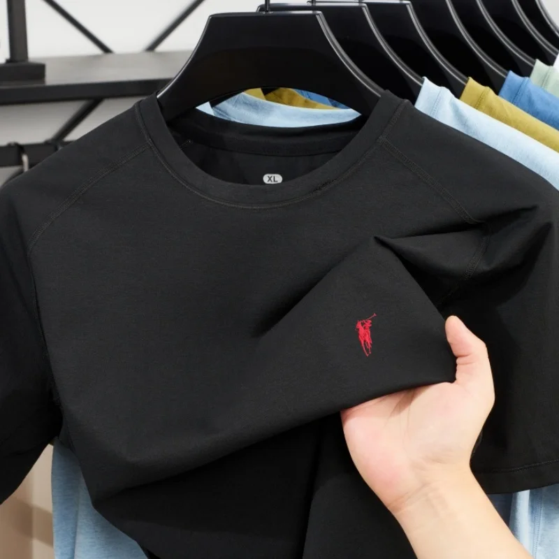 

High end brand men's round neck quick drying short sleeved summer fashion original embroidery design casual sports top T-shirt