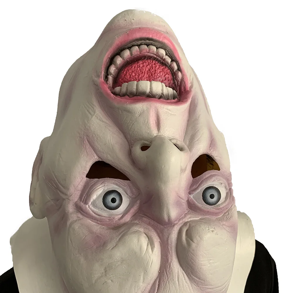 Horror-Latex-Vollkopfmaske mit Kopfunterschlag, gruselige, seltsame Monster-Kopfbedeckung für Halloween-Cosplay, Themenpartys und Kostüm-Requisiten – Detail 1
