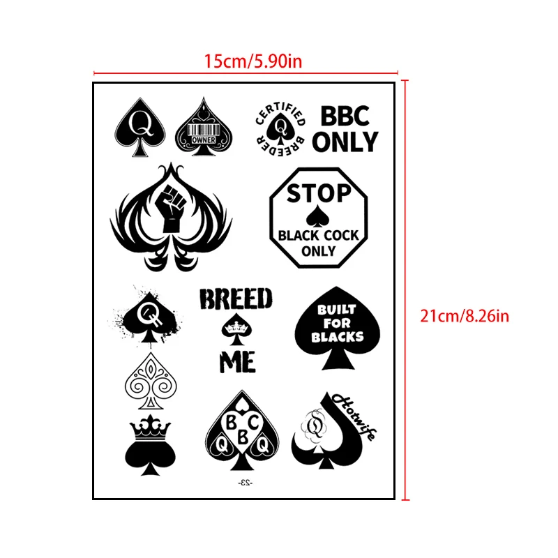 Poker Spades Waterproof Temporary Tattoos Women Fake Tattoo Body Stickers Tatoo Men Festival Tattoo Tatuajes Faux Tatouage