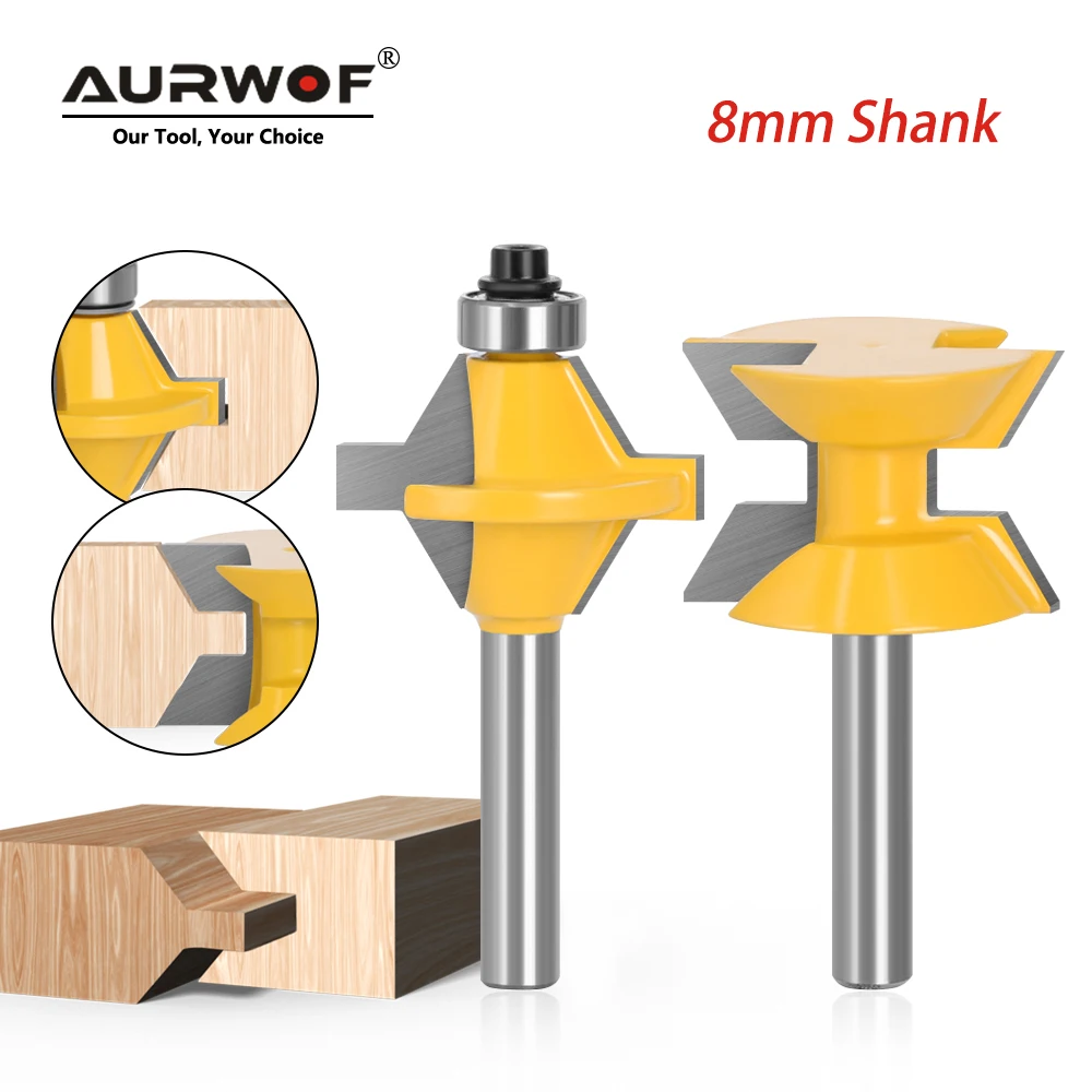 AURWOF 8mm Shank 120 Degree V Groove Router Bit, Wood Joinery Splicing Milling Cutter For Woodworking Box Joint Tool MC02120