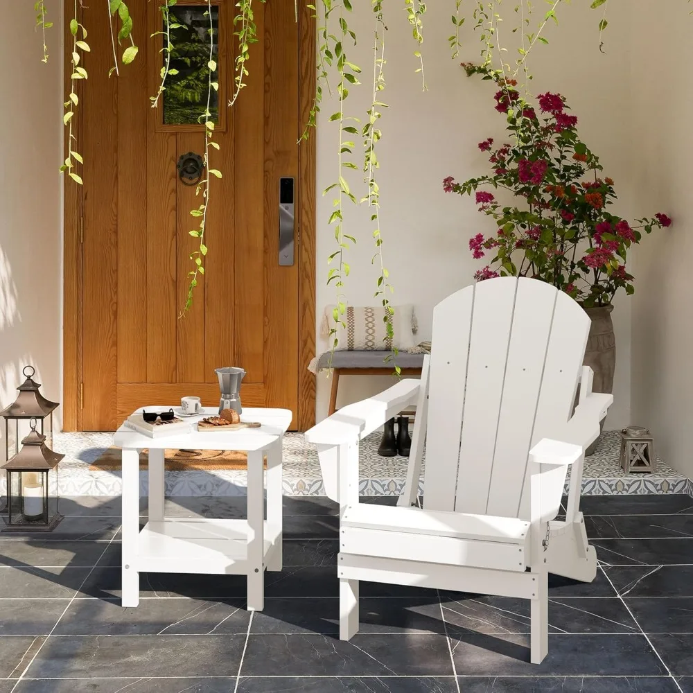 طقم طاولة جانبية مزدوجة من آديرونداك مكون من 2، طاولة جانبية - أبيض #2