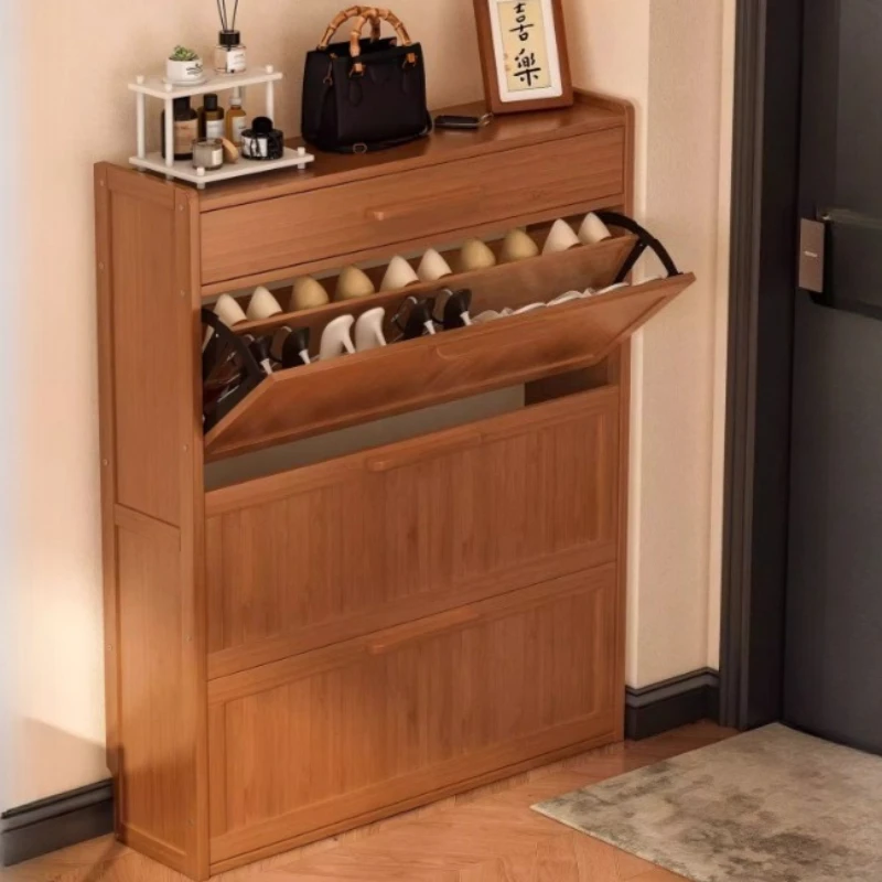 

Cupboard Wooden Shoe Rack Italian Style Natural Salon Organizer Shoe Cabinet Entryway Space Saving Mueble Zapatero Furniture