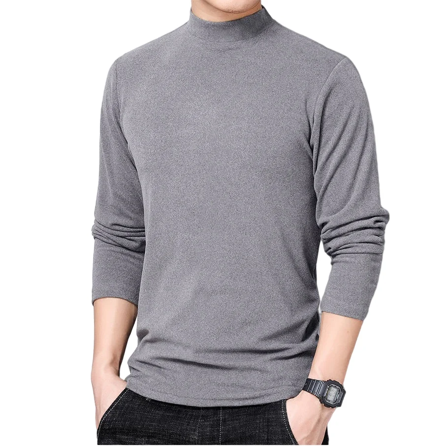 Winter T Shirt For Men Long Sleeve Tshirts Turtleneck Thermal Underwear High Quality Soft Thin fleece keep warm Shirt Homme 4xl