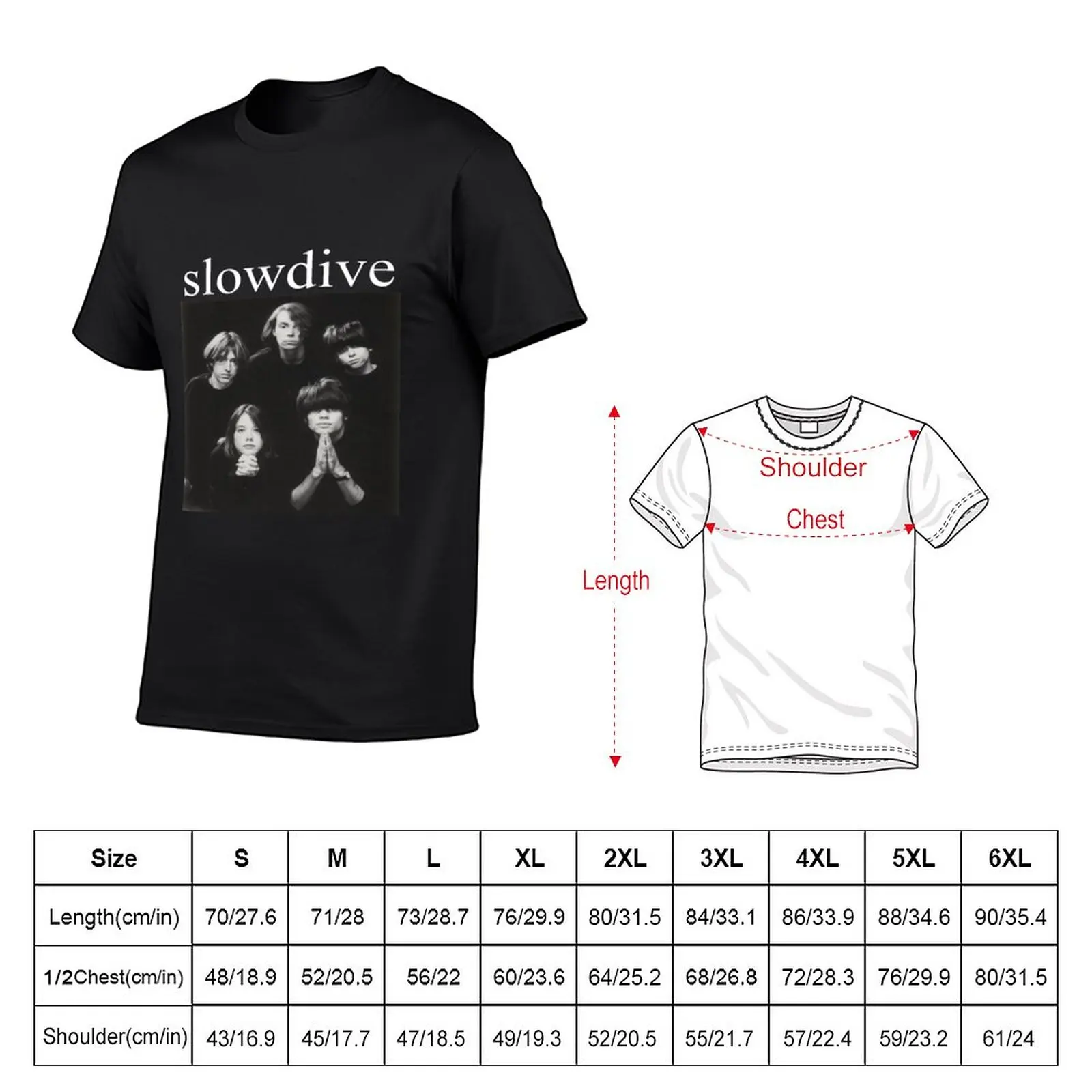 New s l o w d i v e T-Shirt black t shirt vintage t shirt man clothes t shirts for men cotton