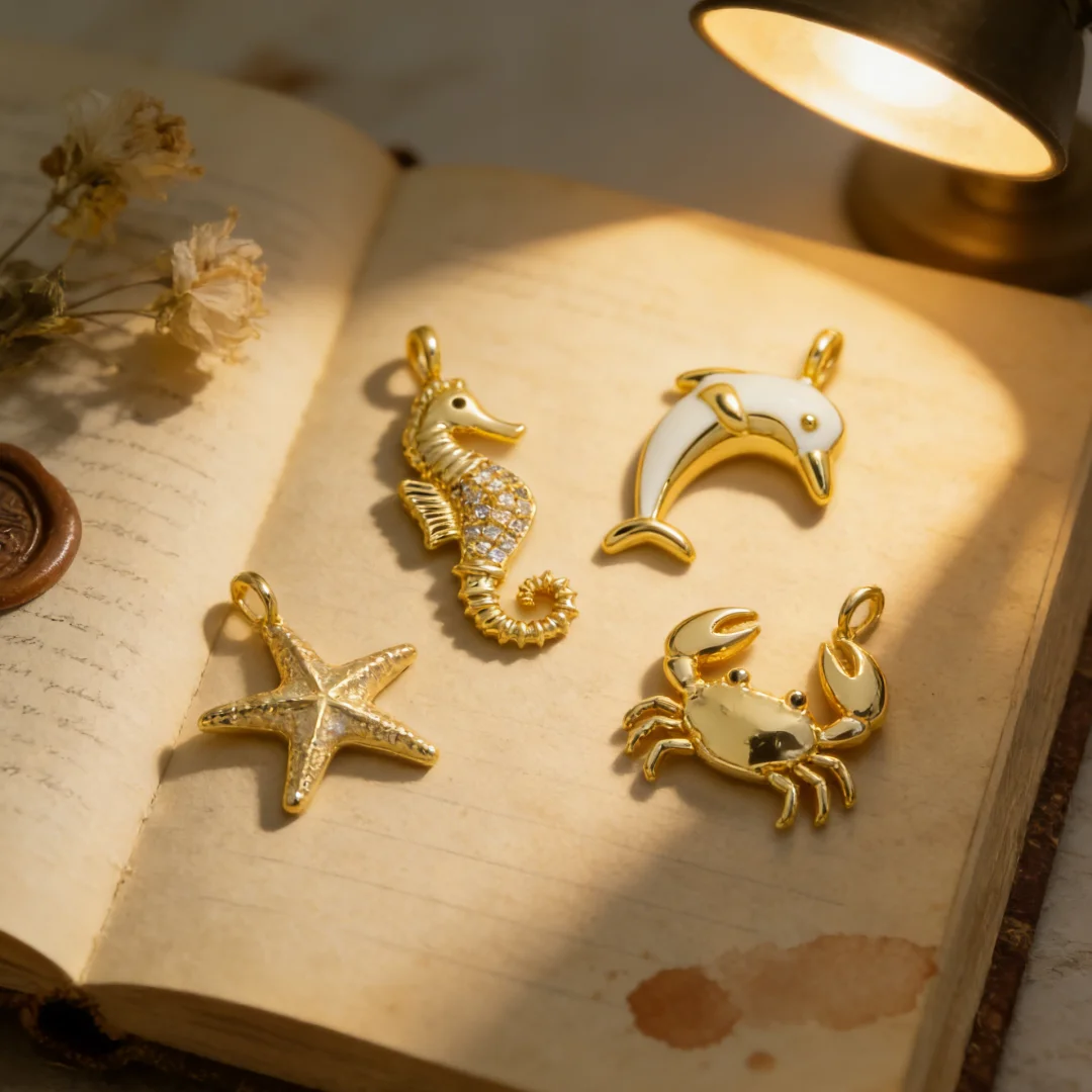 

5Pcs Pendants Gold Plated Enamel Ocean Themed Charm Starfish Crab Seahorse Dolphin for DIY Jewelry Necklace Bracelet Accessories