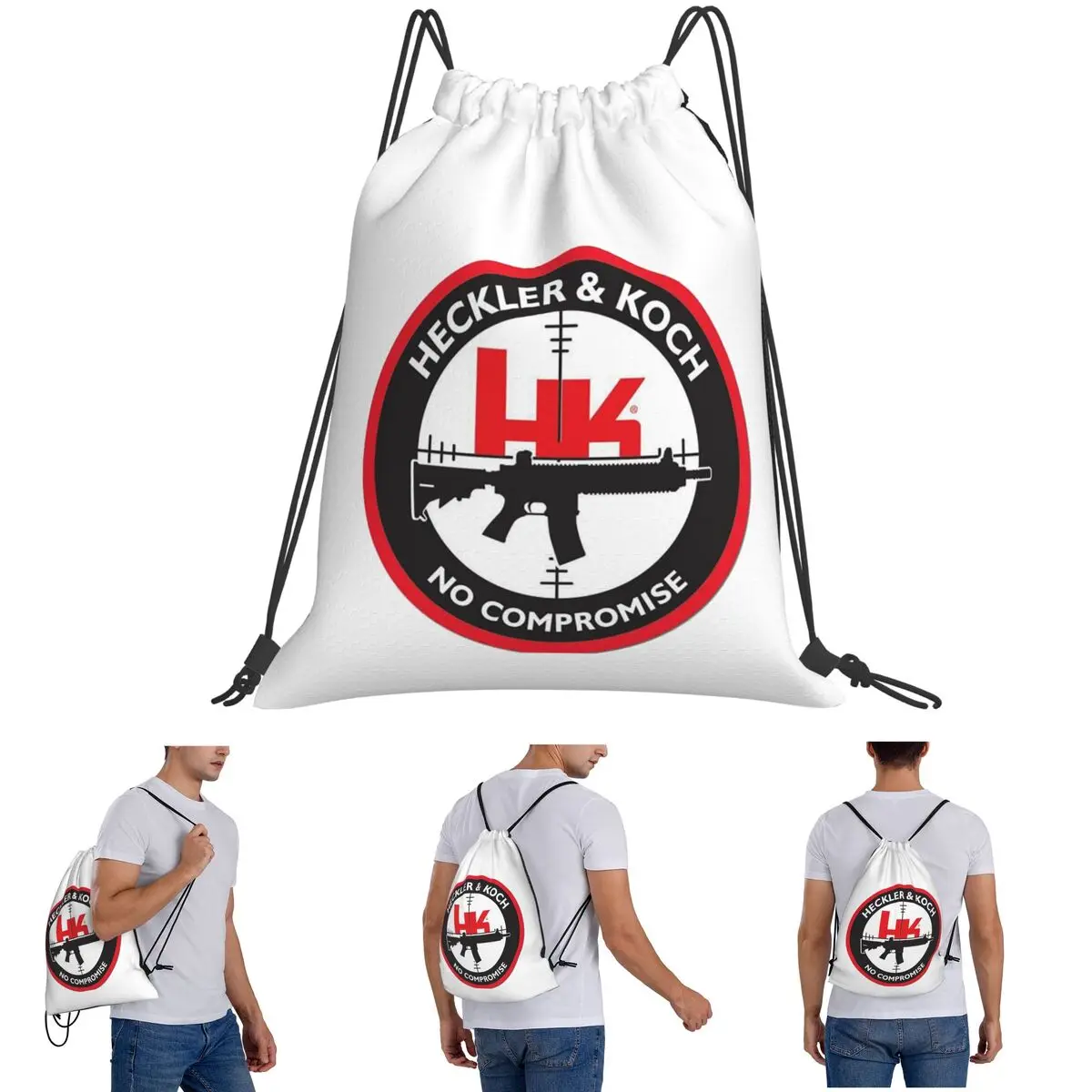 

Heckler Koch Hk Logo Backpacks Casual Drawstring Bags Shoes Bag Book Bags for Travel Students