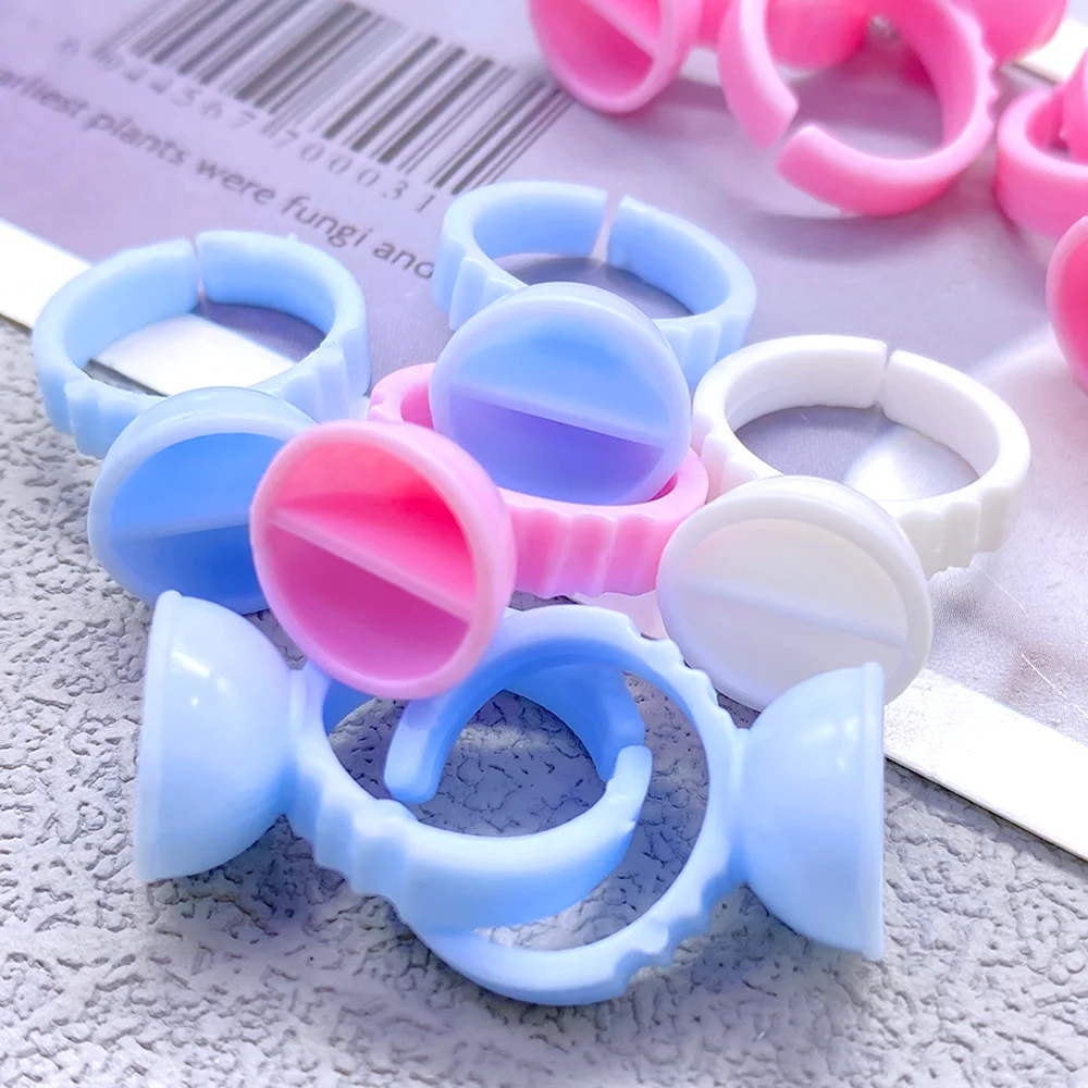 300PCS Eyelash Glue Fan Cup Rings Holder Container for Eyelash Extension Tattoo Pigment Cup Lash Tool Accessories Supplies