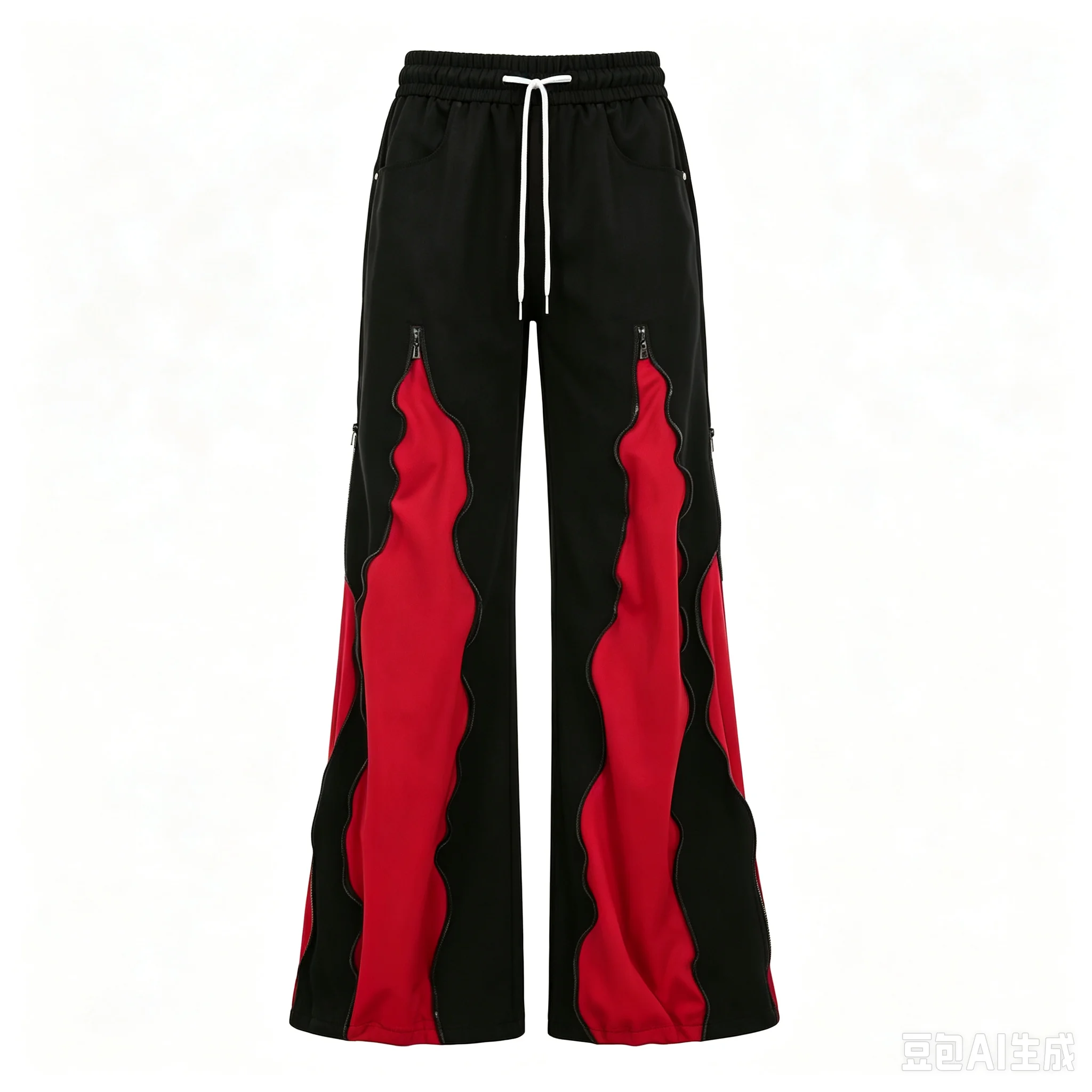 Men Women Hip Hop Straight Long Pants Red Black Splicing 3D Print Quick Dry Trousers Streetwear Casual Wide Leg Sport Pants