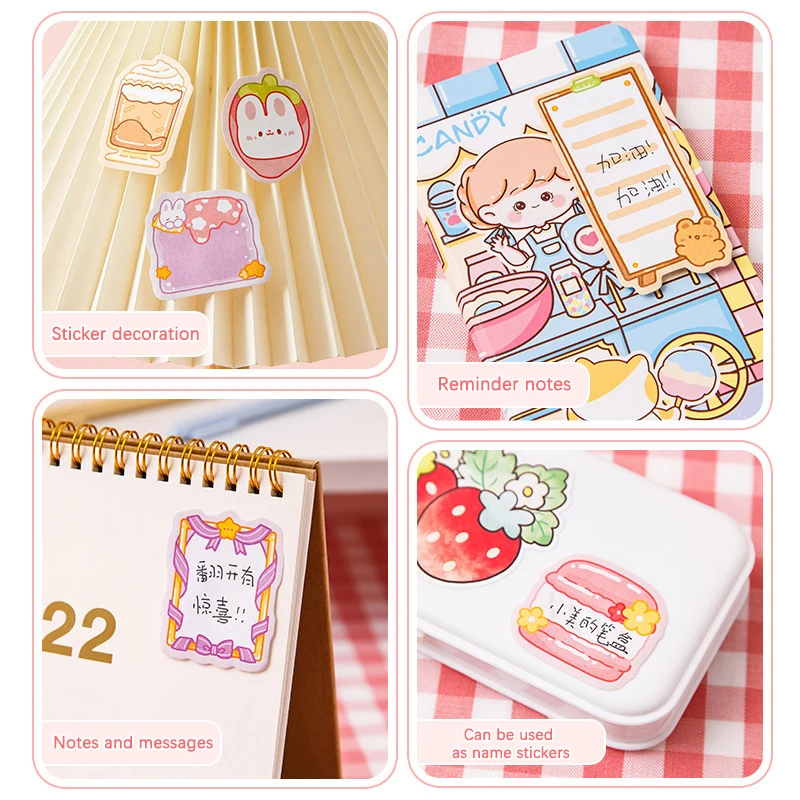 60Pcs/book Office Stationery Supply Journal Planner Kawaii Cartoon Rabbit Bear Sticky Notes Memo Pad Cute Message N Times Sticky