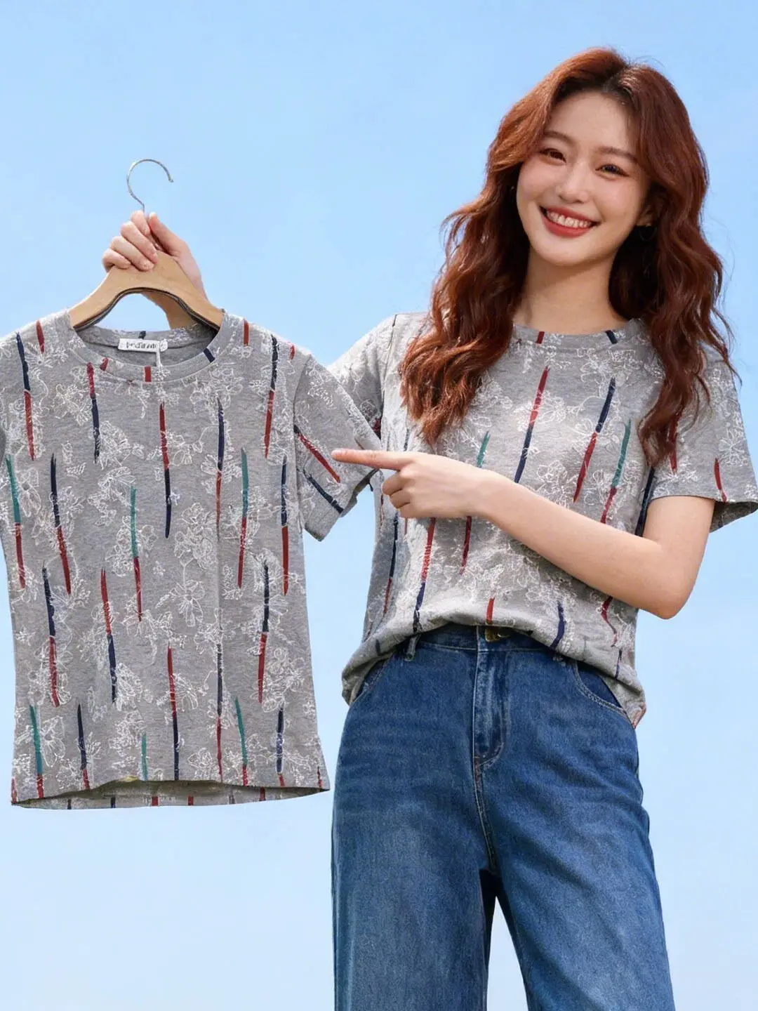 

Summer Fashionable Loose Women's T-shirt Short Sleeve Casual Style Polyester Fiber Print Design Regular Thickness for Ladies