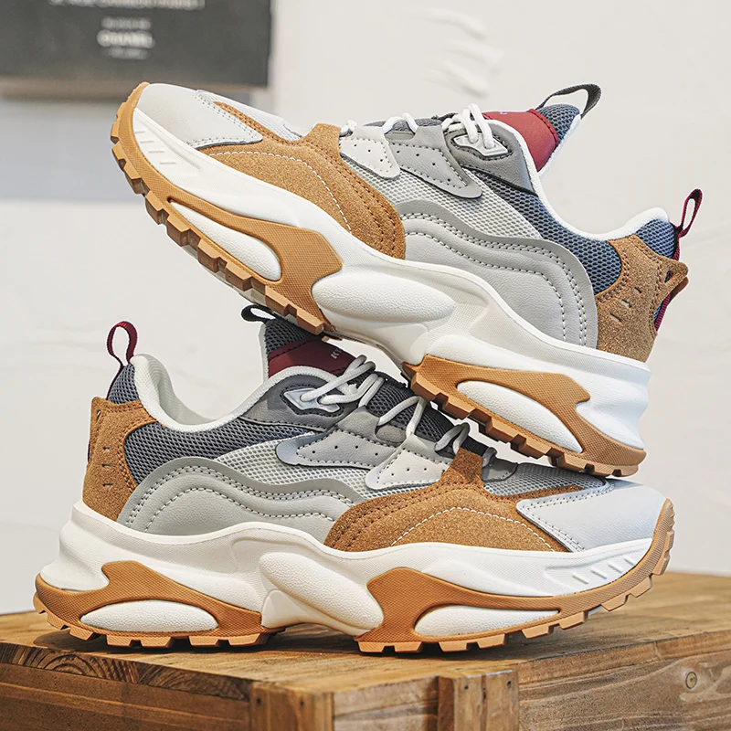 

Men's Casual Sports Shoes with Thick Sole – Multi-Functional Running Style, Lightweight Breathable Lining. Perfect for Outdoor A