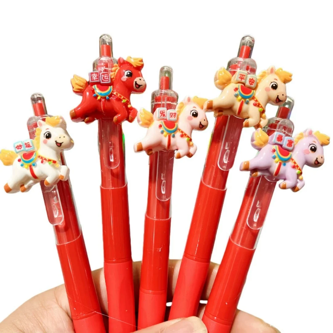 Stylo Gel Kawaii pour nouvel an de la maison, 0.5mm, séchage rapide, encre rouge et noire, stylos d'écriture lisses, neutre, accessoires pour étudiants, école et bureau