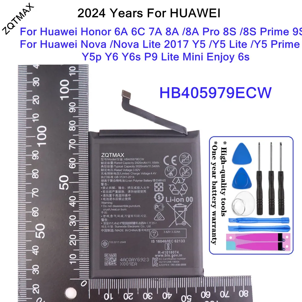 HB405979ECW Battery For Honor 7A 6A 6C 9S 8A Pro 8S Prime Huawei Enjoy 6s Y6 Y6s Y5 Lite Prime Y5p P9 Lite Mini Nova Lite 2019