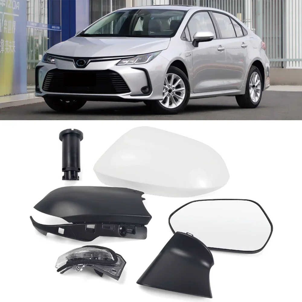 Kamshing For Toyota Corolla 2019 2020 2021-2023 측면 후면보기 미러 커버 백미러 뚜껑 쉘 방향 지시등 렌즈 유리