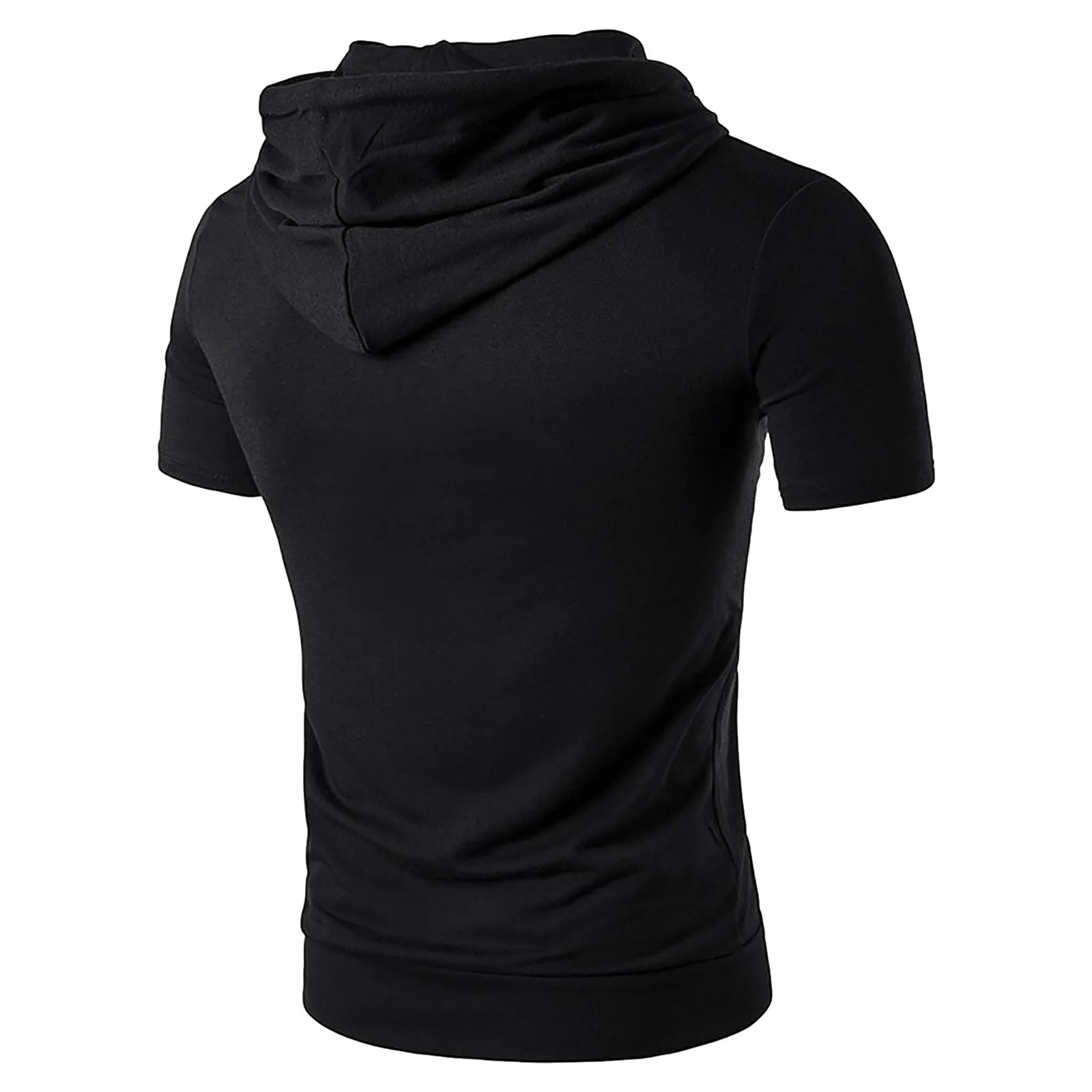 Men\'s Sport Casual Short Sleeved Hooded Vest Gym Fitness Running Workout Sweatshirt Bodybuilding Clothing Sportswear Pullover