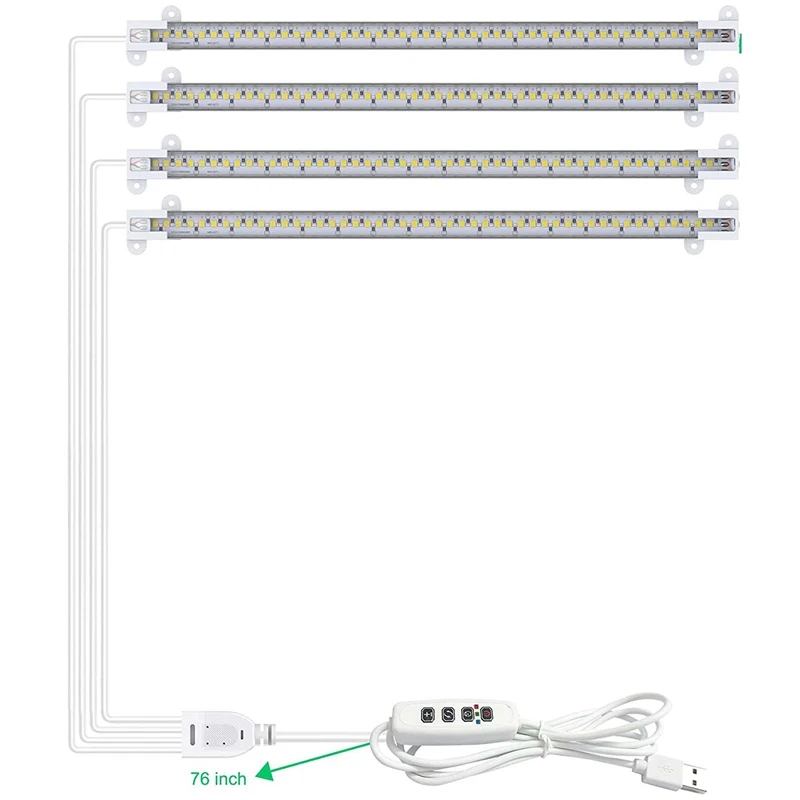 Tiras de luces LED para cultivo de plantas, luces de cultivo de espectro completo para plantas de interior con temporizador de encendido/apagado automático de 3/9/12H, 192 LED