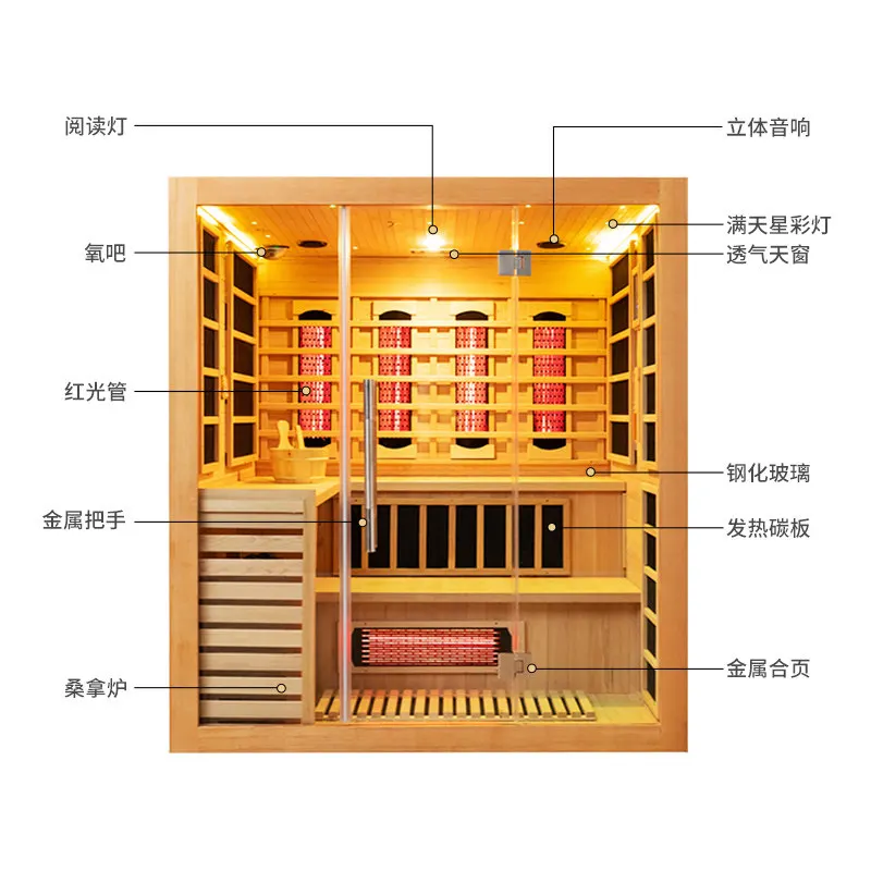 yjq household solid wood steam room sauna room dual system dry steam health custom room