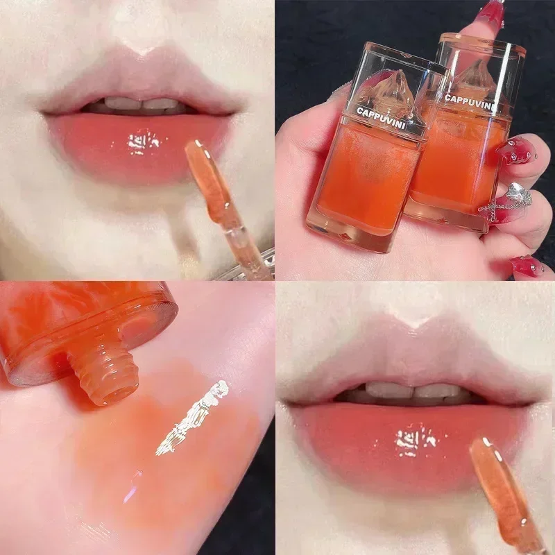 Ice Mountain-brillo de labios líquido, aceite de miel, cristal de gelatina, glaseado hidratante, transparente, impermeable, Cosméticos de maquillaje