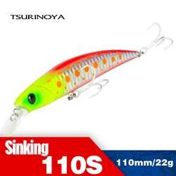 TSURINOYA 110S Sea Fishing Lures 110mm 22g Saltwater Sinking Minnow Jerkbait DW77 Lake Pike Trout SeaBass Hard Bait Fixed Weight