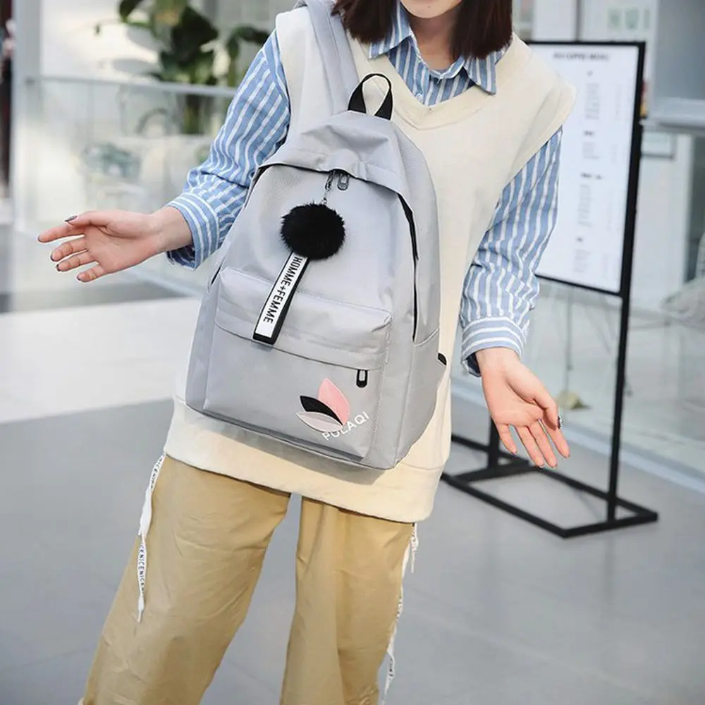 Large Capacity Rucksack Printed Leaves Backpack Zipper Portable Knapsack Female Shoulder Bag Simple Student Schoolbag