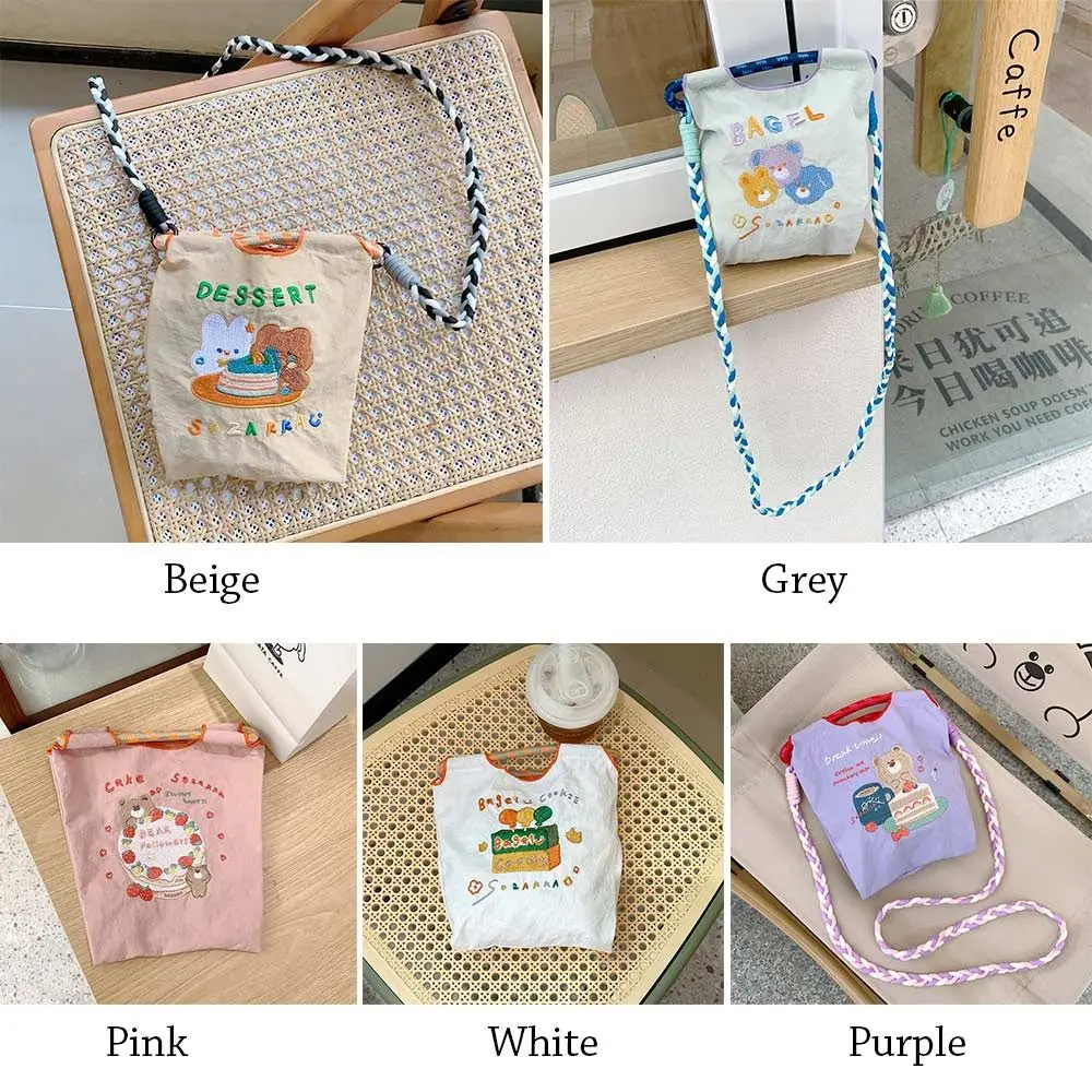 Cute Mini Tote Bag Embroidered Shopping Bag Oxford Cloth Shoulder Bag Messenger Bag Women Eco Friendly Bag Casual Handbags Girls